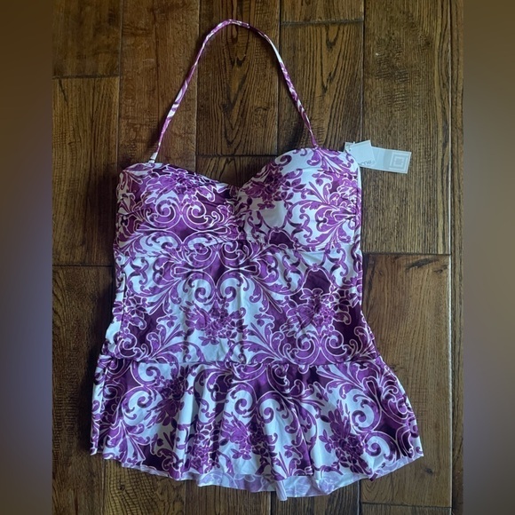 NWT LIZ CLAIBORNE Pattern Bandeau Swimsuit Top Size 14 - Picture 3 of 7
